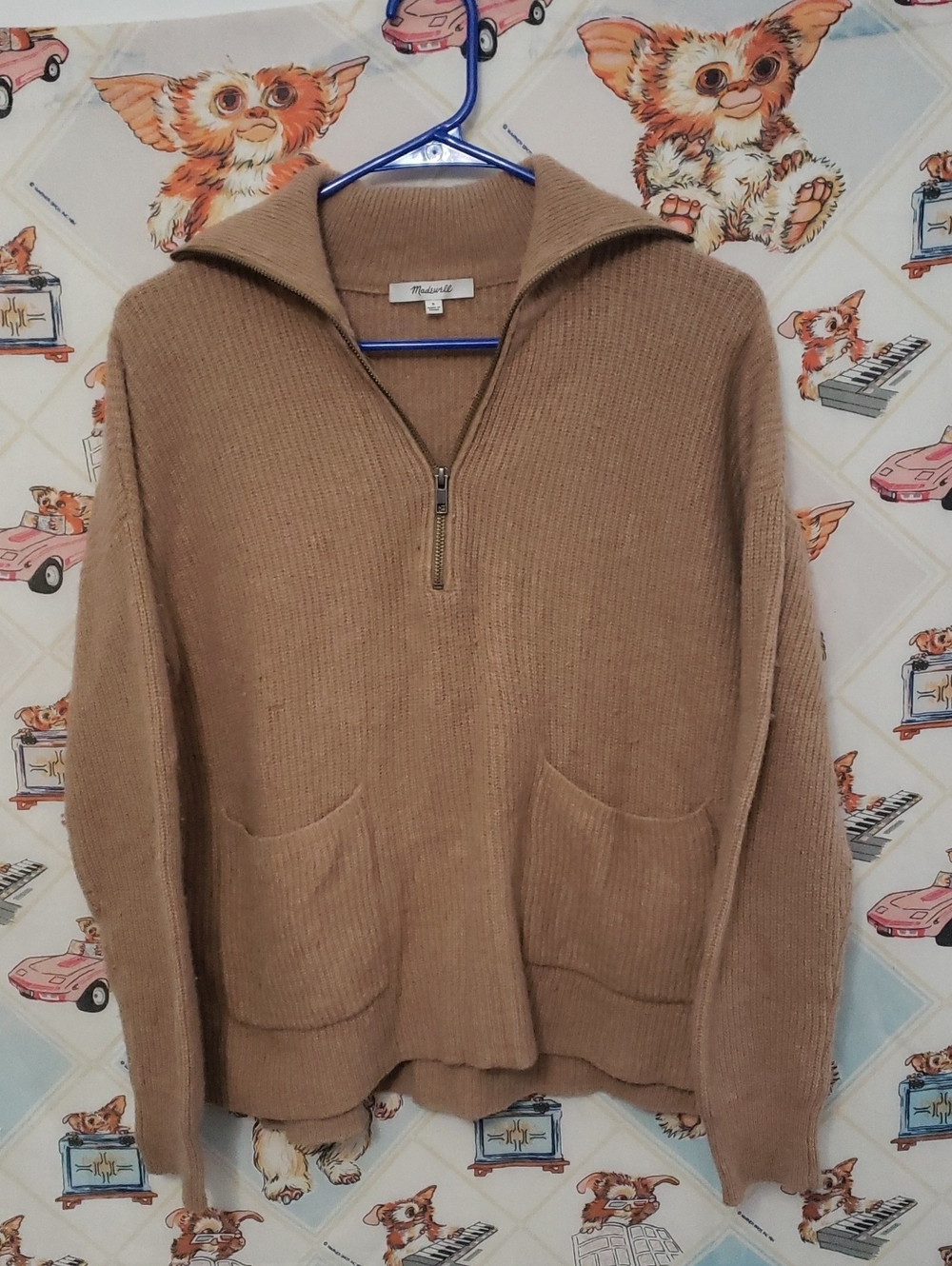 Madewell 1/4 Zip Sweater Jumper Brown Tan Small